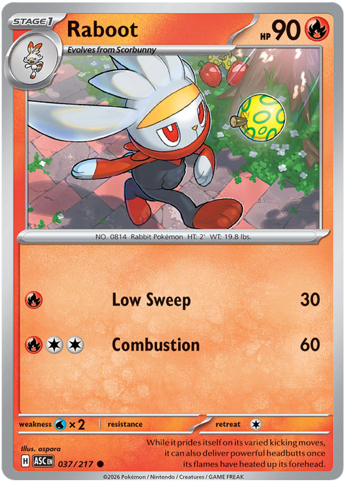 Raboot 037/217 Common Pokemon Card (Mega Evolution Ascended Heroes)