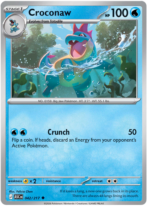Croconaw 042/217 Uncommon Pokemon Card (Mega Evolution Ascended Heroes)