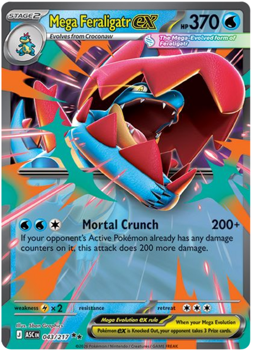 Mega Feraligatr ex 043/217 Double Rare Pokemon Card (Mega Evolution Ascended Heroes)
