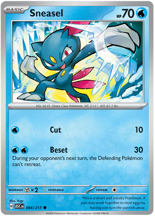 Sneasel 044/217 Common Pokemon Card (Mega Evolution Ascended Heroes)