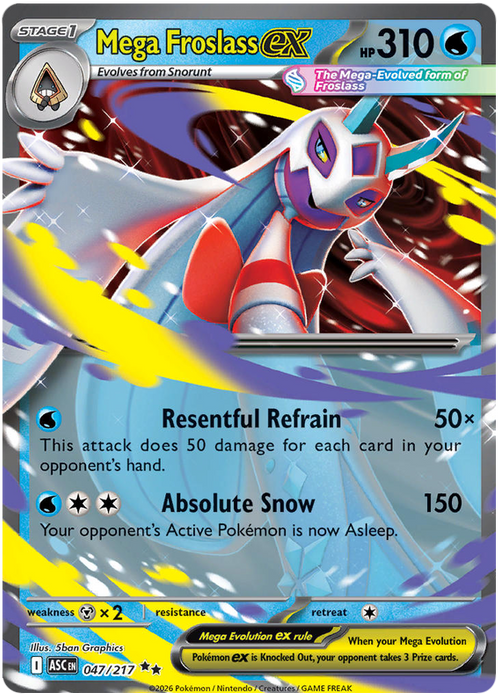 Mega Froslass ex 047/217 Double Rare Pokemon Card (Mega Evolution Ascended Heroes)
