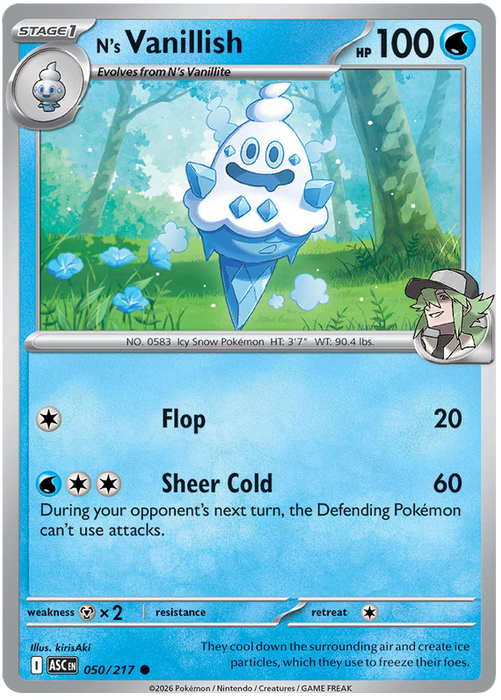 N's Vanillish 050/217 Common Pokemon Card (Mega Evolution Ascended Heroes)