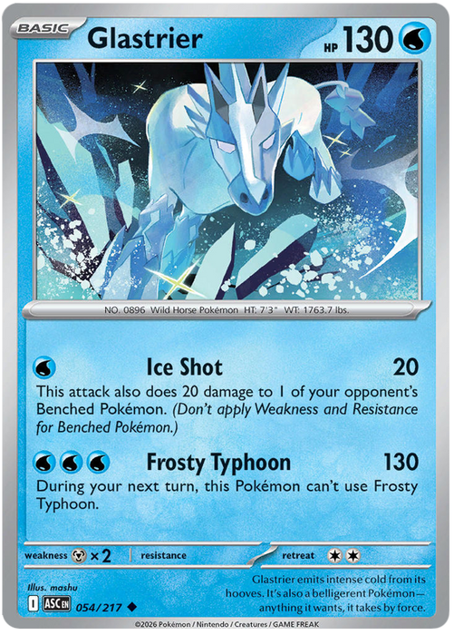 Glastrier 054/217 Uncommon Pokemon Card (Mega Evolution Ascended Heroes)