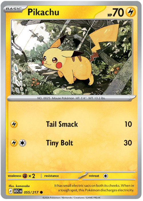 Pikachu 055/217 Common Pokemon Card (Mega Evolution Ascended Heroes)