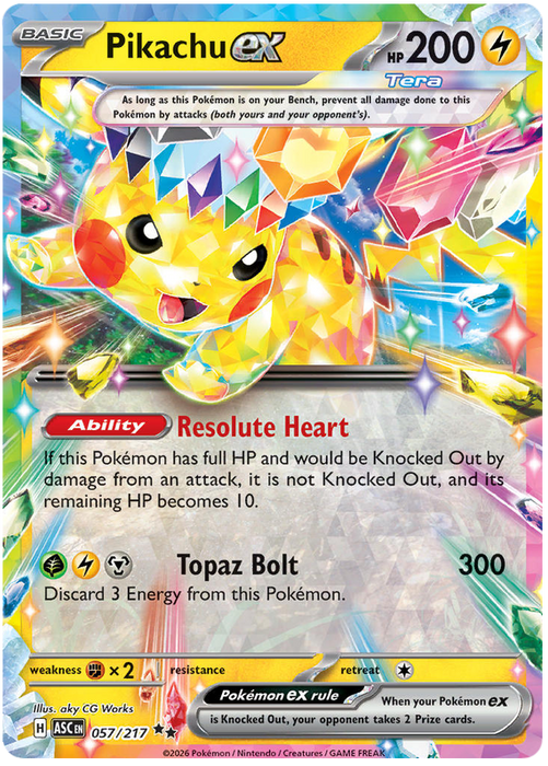 Pikachu ex 057/217 Double Rare Pokemon Card (Mega Evolution Ascended Heroes)