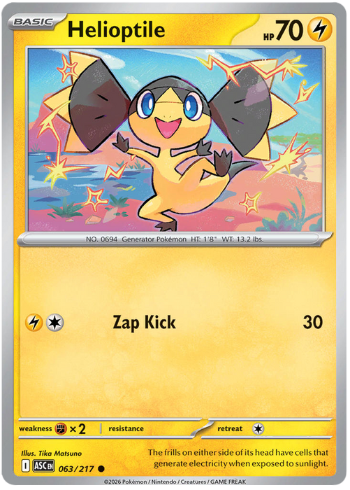 Helioptile 063/217 Common Pokemon Card (Mega Evolution Ascended Heroes)