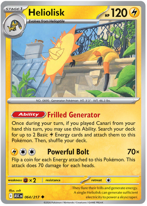 Heliolisk 064/217 Uncommon Pokemon Card (Mega Evolution Ascended Heroes)