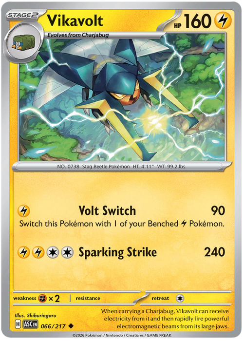 Vikavolt 066/217 Uncommon Pokemon Card (Mega Evolution Ascended Heroes)