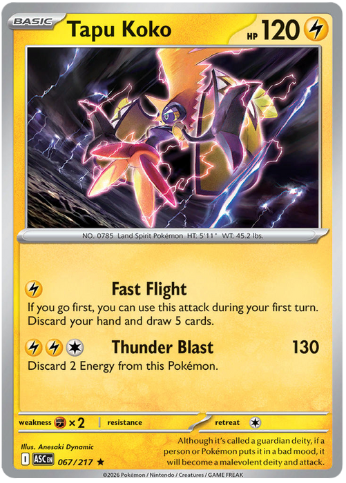 Tapu Koko 067/217 Rare Pokemon Card (Mega Evolution Ascended Heroes)