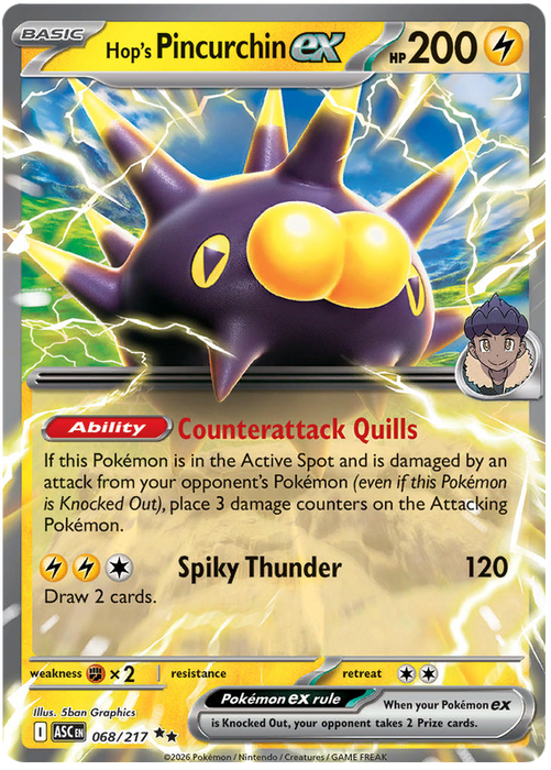 Hop's Pincurchin ex 068/217 Double Rare Pokemon Card (Mega Evolution Ascended Heroes)
