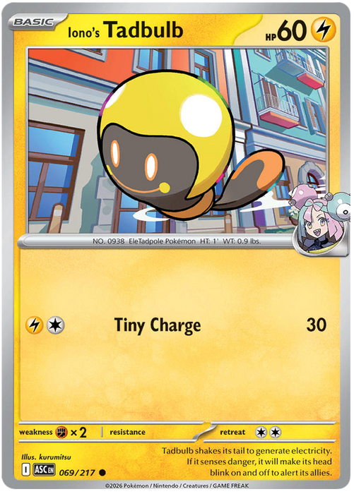 Iono's Tadbulb 069/217 Common Pokemon Card (Mega Evolution Ascended Heroes)