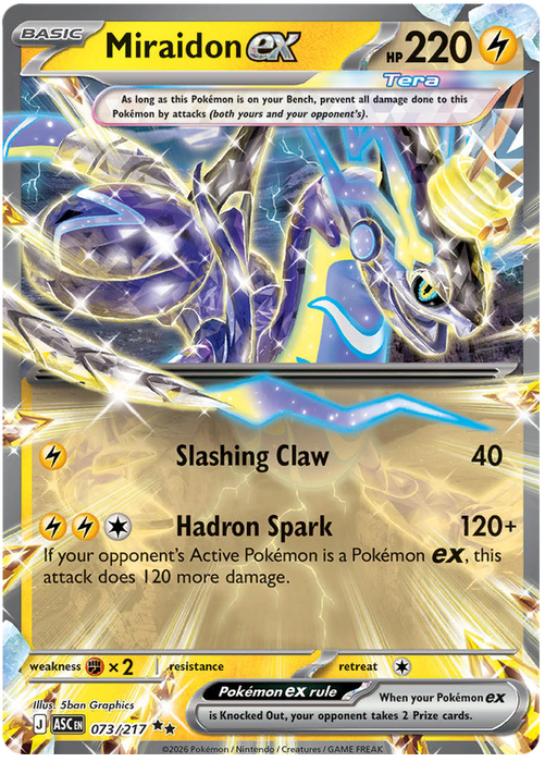 Miraidon ex 073/217 Double Rare Pokemon Card (Mega Evolution Ascended Heroes)