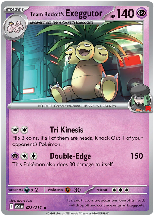 Team Rocket's  exeggutor 078/217 Rare Pokemon Card (Mega Evolution Ascended Heroes)
