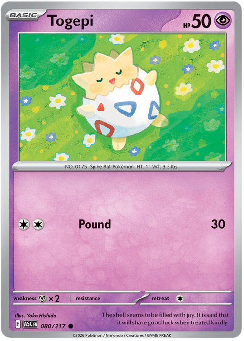 Togepi 080/217 Common Pokemon Card (Mega Evolution Ascended Heroes)