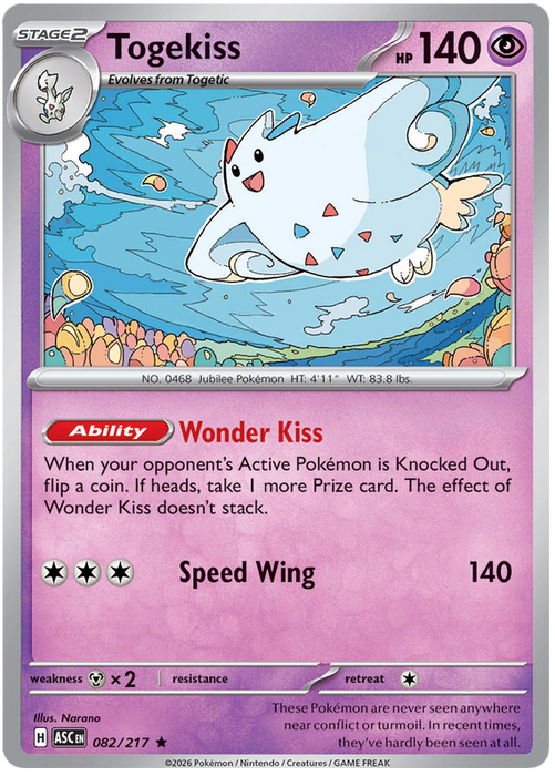 Togekiss 082/217 Rare Pokemon Card (Mega Evolution Ascended Heroes)