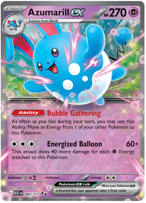 Azumarill ex 084/217 Double Rare Pokemon Card (Mega Evolution Ascended ...