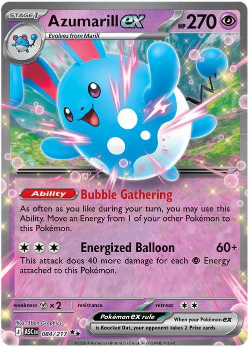 Azumarill ex 084/217 Double Rare Pokemon Card (Mega Evolution Ascended Heroes)