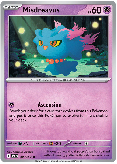 Misdreavus 085/217 Common Pokemon Card (Mega Evolution Ascended Heroes)