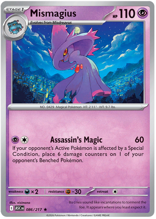 Mismagius 086/217 Rare Pokemon Card (Mega Evolution Ascended Heroes)