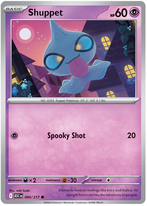 Shuppet 090/217 Common Pokemon Card (Mega Evolution Ascended Heroes)