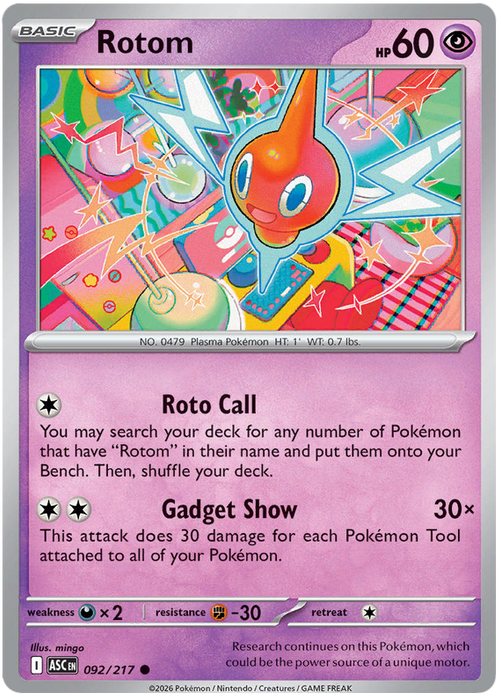 Rotom 092/217 Common Pokemon Card (Mega Evolution Ascended Heroes)