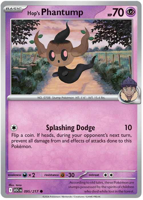 Hop's Phantump 095/217 Common Pokemon Card (Mega Evolution Ascended Heroes)