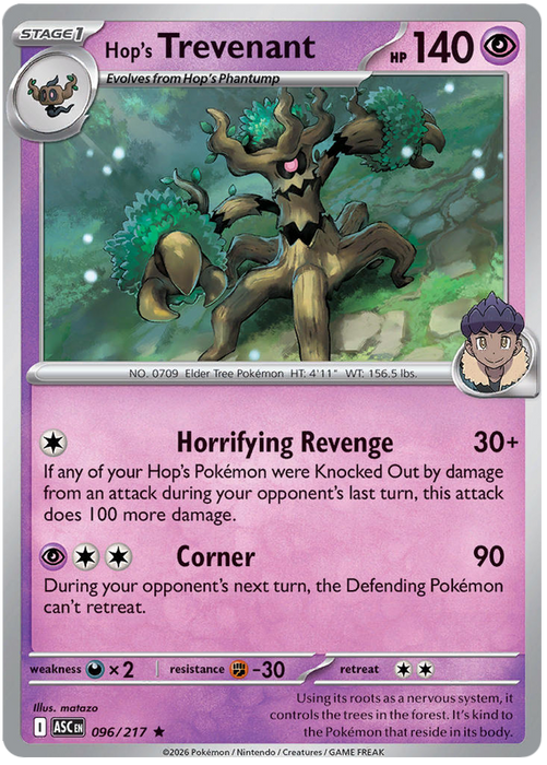 Hop's Trevenant 096/217 Rare Pokemon Card (Mega Evolution Ascended Heroes)