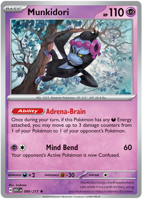 Munkidori 099/217 Rare Pokemon Card (Mega Evolution Ascended Heroes)