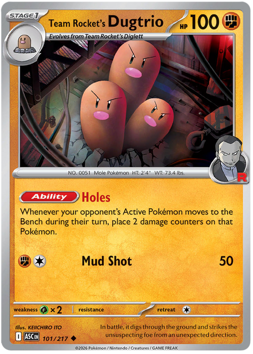 Team Rocket's Dugtrio 101/217 Uncommon Pokemon Card (Mega Evolution Ascended Heroes)