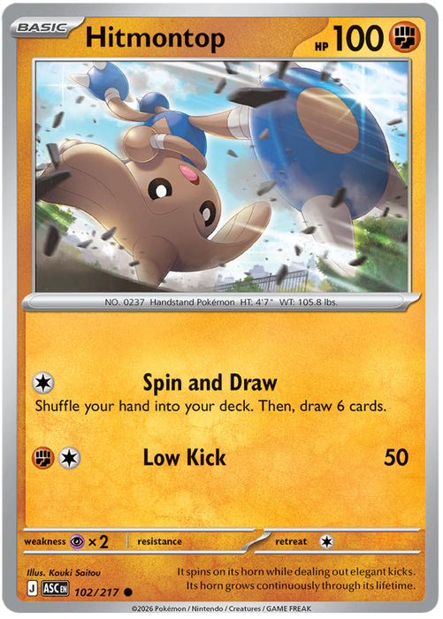 Hitmontop 102/217 Common Pokemon Card (Mega Evolution Ascended Heroes)