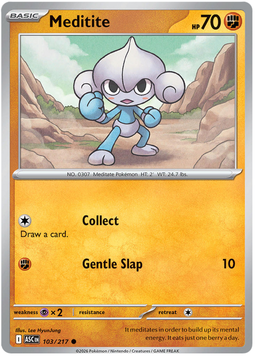 Meditite 103/217 Common Pokemon Card (Mega Evolution Ascended Heroes)