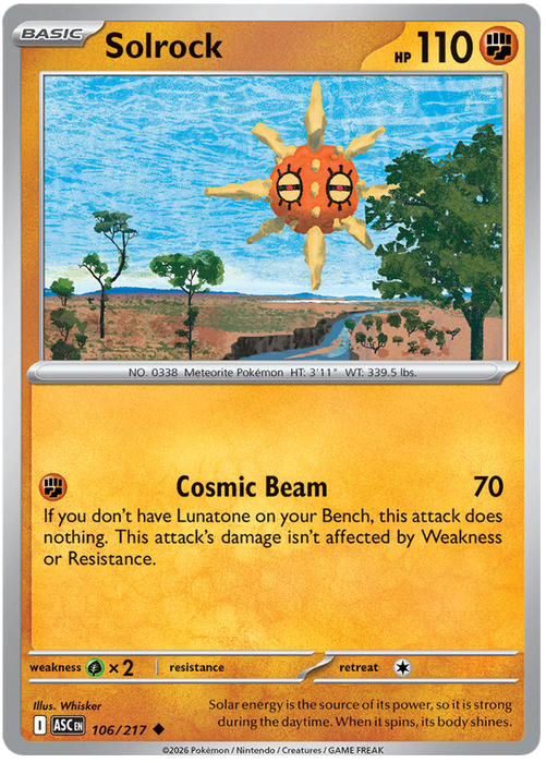 Solrock 106/217 Uncommon Pokemon Card (Mega Evolution Ascended Heroes)