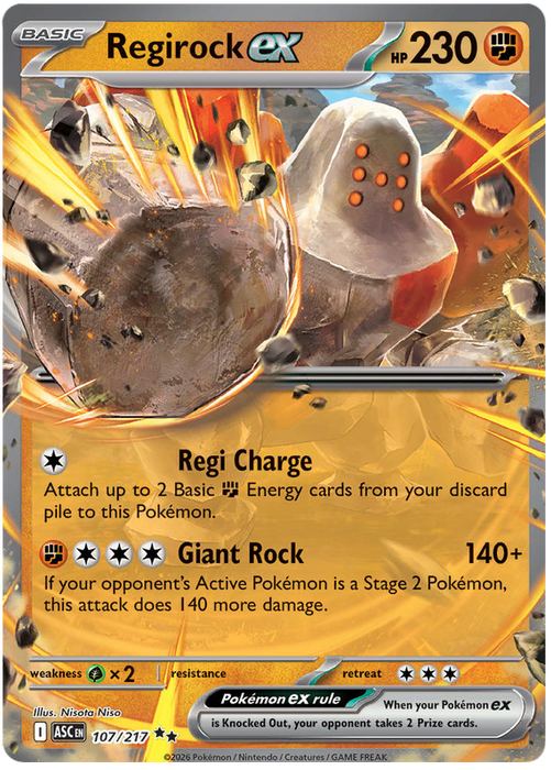 Regirock ex 107/217 Double Rare Pokemon Card (Mega Evolution Ascended Heroes)