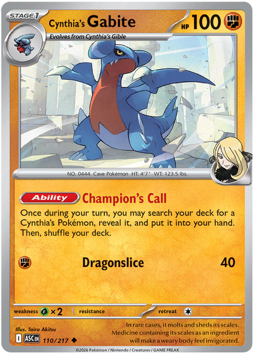Cynthia's Gabite 110/217 Uncommon Pokemon Card (Mega Evolution Ascended Heroes)