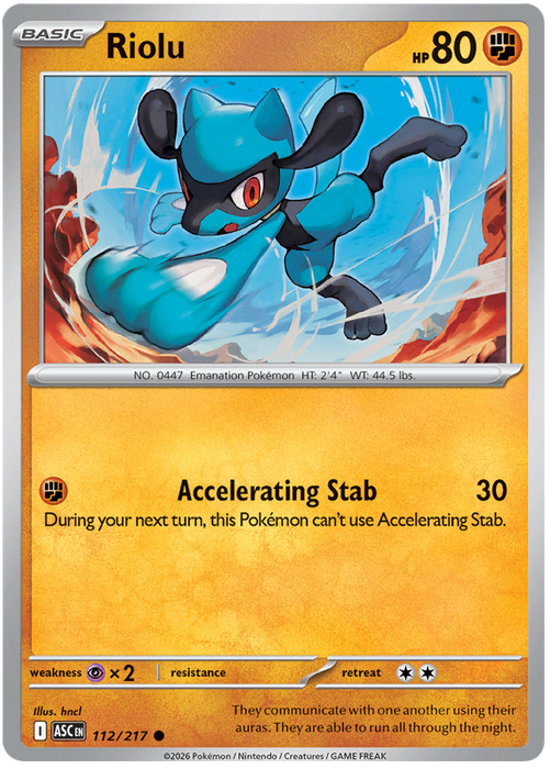 Riolu 112/217 Common Pokemon Card (Mega Evolution Ascended Heroes)