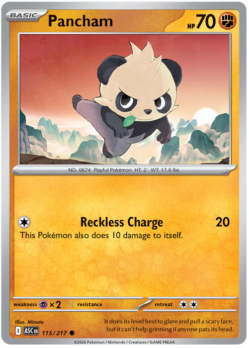 Pancham 115/217 Common Pokemon Card (Mega Evolution Ascended Heroes)