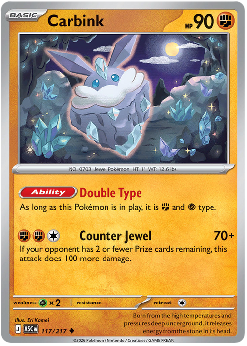 Carbink 117/217 Uncommon Pokemon Card (Mega Evolution Ascended Heroes)