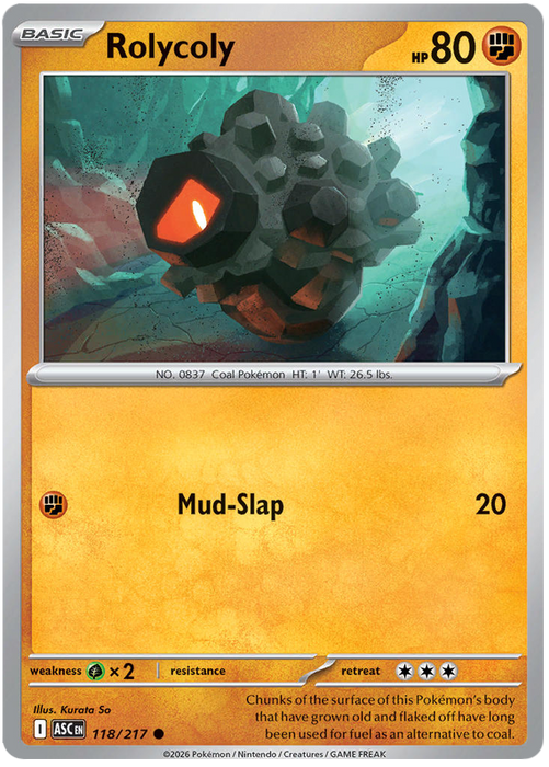 Rolycoly 118/217 Common Pokemon Card (Mega Evolution Ascended Heroes)
