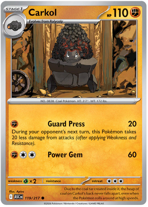 Carkol 119/217 Common Pokemon Card (Mega Evolution Ascended Heroes)