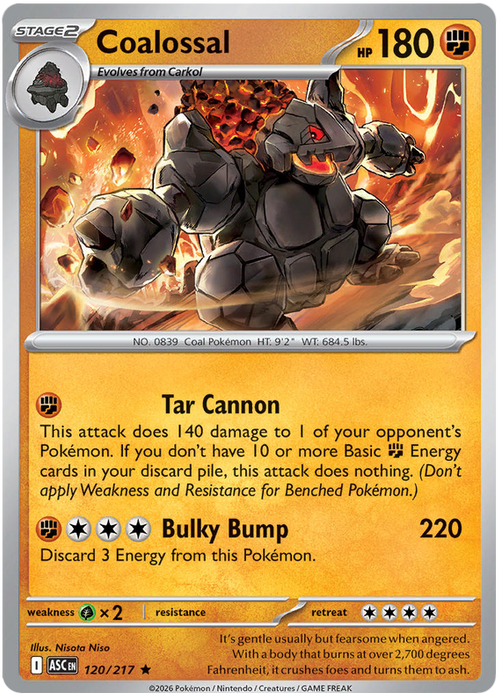 Coalossal 120/217 Rare Pokemon Card (Mega Evolution Ascended Heroes)
