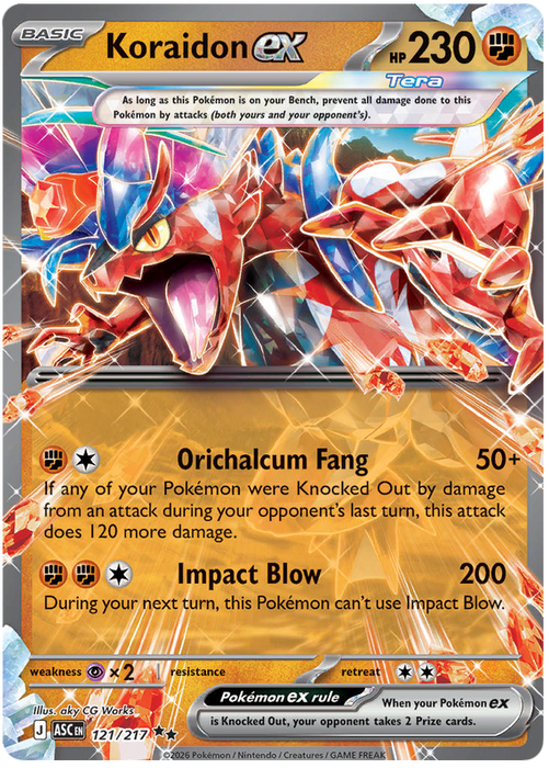 Koraidon ex 121/217 Double Rare Pokemon Card (Mega Evolution Ascended Heroes)