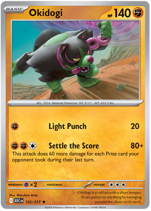 Okidogi 122/217 Rare Pokemon Card (Mega Evolution Ascended Heroes)
