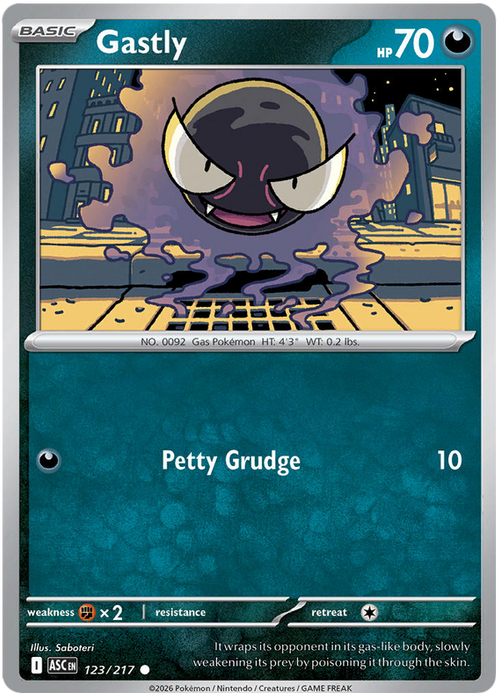 Gastly 123/217 Common Pokemon Card (Mega Evolution Ascended Heroes)