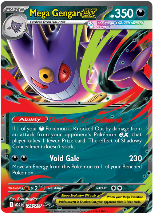 Mega Gengar ex 125/217 Double Rare Pokemon Card (Mega Evolution Ascended Heroes)
