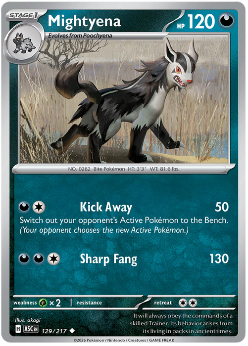 Mightyena 129/217 Uncommon Pokemon Card (Mega Evolution Ascended Heroes)