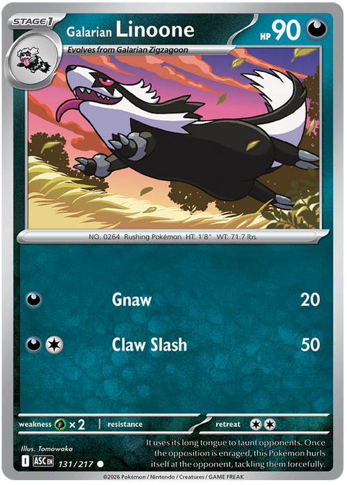 Galarian Linoone 131/217 Common Pokemon Card (Mega Evolution Ascended Heroes)