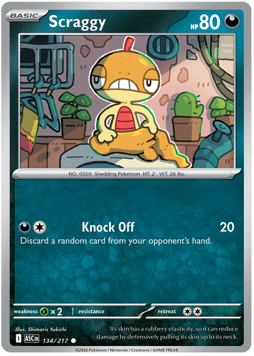 Scraggy 134/217 Common Pokemon Card (Mega Evolution Ascended Heroes)