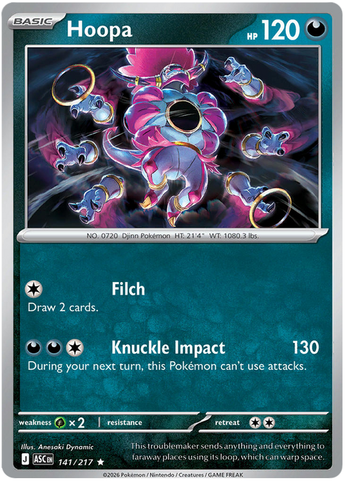 Hoopa 141/217 Rare Pokemon Card (Mega Evolution Ascended Heroes)