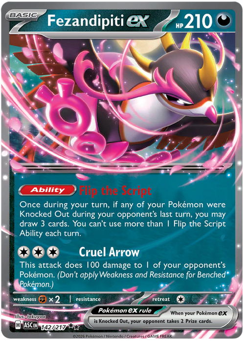 Fezandipiti ex 142/217 Double Rare Pokemon Card (Mega Evolution Ascended Heroes)