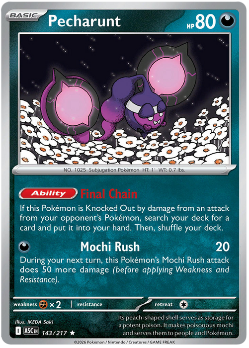 Pecharunt 143/217 Rare Pokemon Card (Mega Evolution Ascended Heroes)